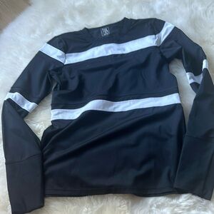 Tail, XS, long sleeve black top with white stripe NWOT